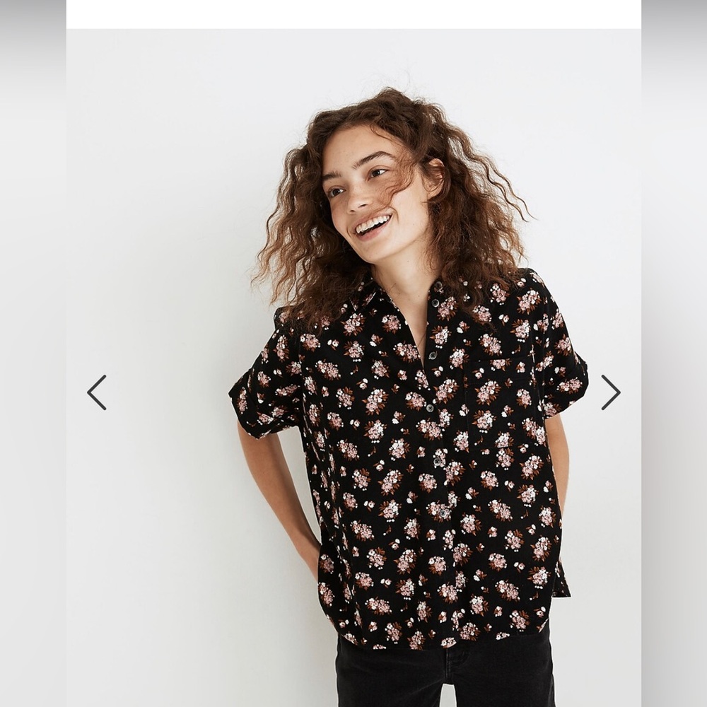 Madewell floral corduroy button up